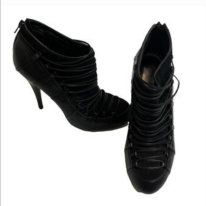 Carlos by Carlos Santana Black Stiletto Pump Strappy Lace High Heel Booties